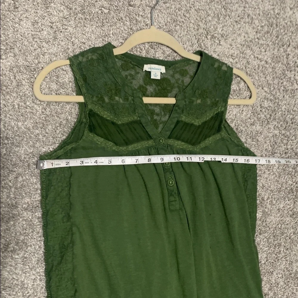 Sundance Green Boho Lace Panels Button Neck Tank Top Size Small - Picture 8 of 9